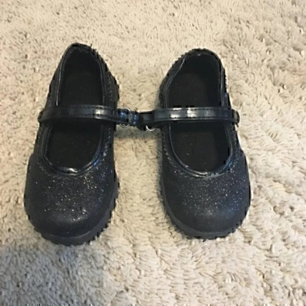 Toddler girls sparkly black dress shoes